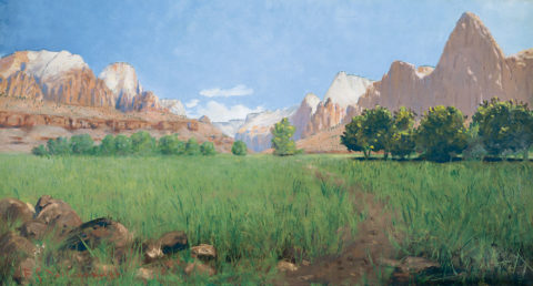 "Zion Canyon", 1903, by Frederick S. Dellenbaugh, 1903 Oil on canvas, Zion Museum Collection ZION 38105